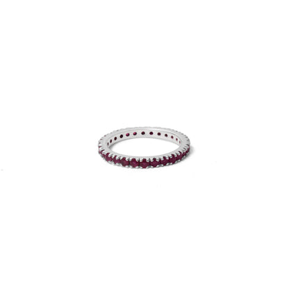 Elegant Natural Ruby 2mm Faceted Round Eternity Ring – Red Gemstone Ring for Love & Confidence