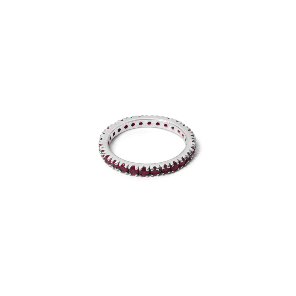 Elegant Natural Ruby 2mm Faceted Round Eternity Ring – Red Gemstone Ring for Love & Confidence