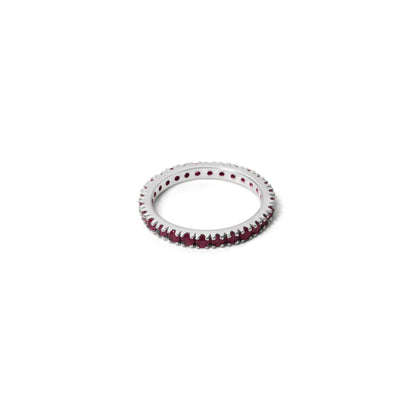 Elegant Natural Ruby 2mm Faceted Round Eternity Ring – Red Gemstone Ring for Love & Confidence