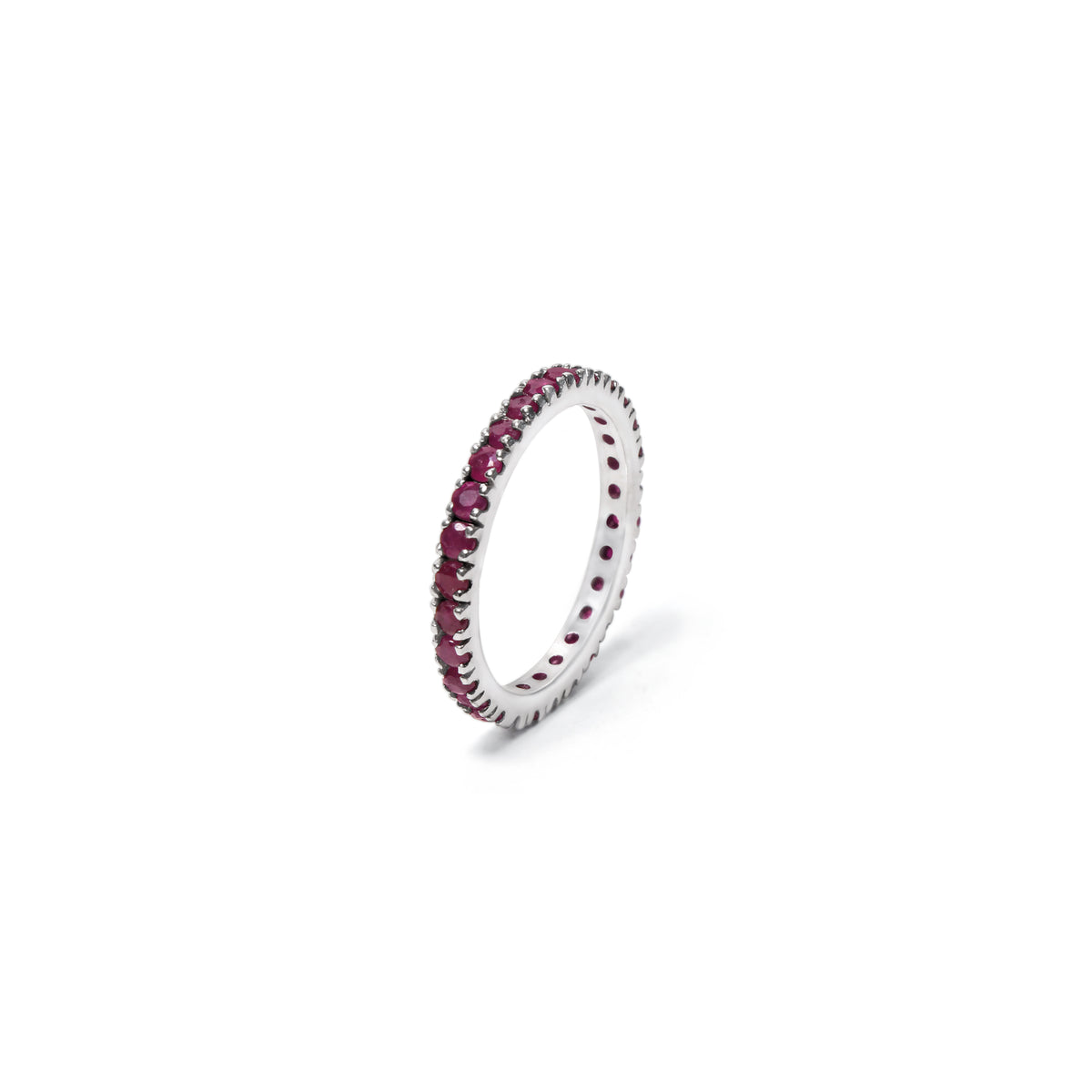 Elegant Natural Ruby 2mm Faceted Round Eternity Ring – Red Gemstone Ring for Love & Confidence