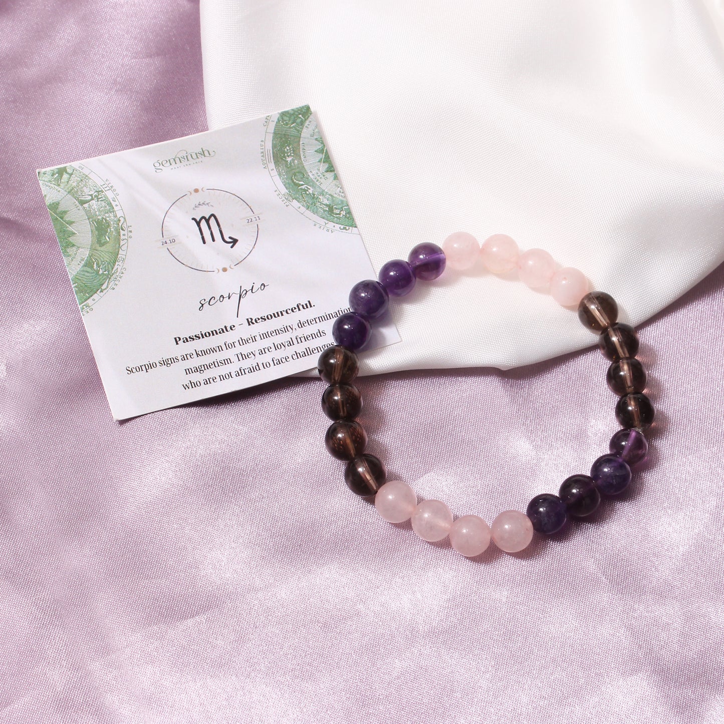 Scorpio Zodiac Sign Natural Gemstone Bracelet (Vrishchik Rashi) for Intensity and Transformation