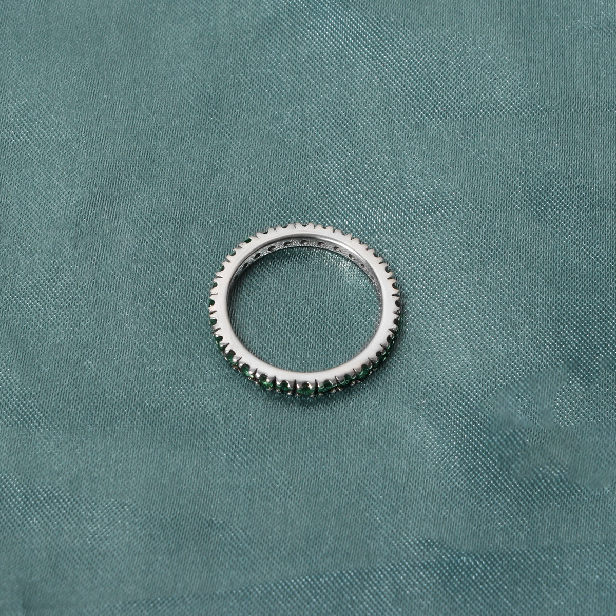 Elegant Natural Emerald Eternity Ring in 925 Sterling Silver – Green Gemstone Ring for Prosperity & Growth
