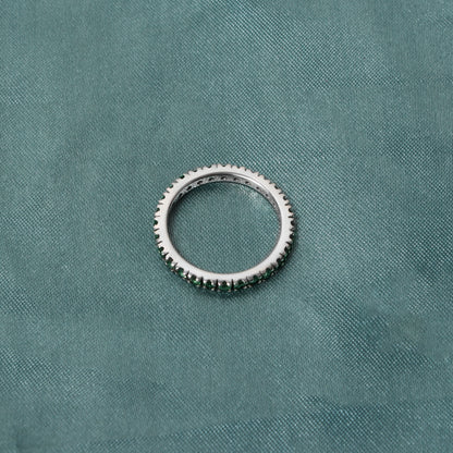 Elegant Natural Emerald Eternity Ring in 925 Sterling Silver – Green Gemstone Ring for Prosperity & Growth
