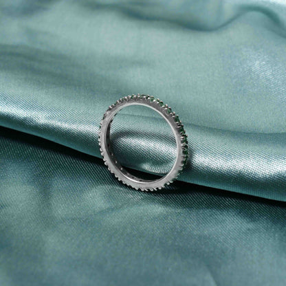 Elegant Natural Emerald Eternity Ring in 925 Sterling Silver – Green Gemstone Ring for Prosperity & Growth