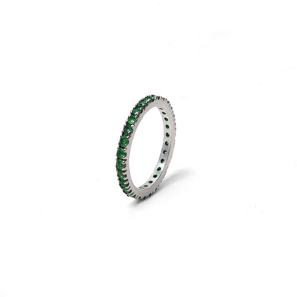 Elegant Natural Emerald Eternity Ring in 925 Sterling Silver – Green Gemstone Ring for Prosperity & Growth