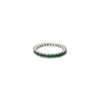 Elegant Natural Emerald Eternity Ring in 925 Sterling Silver – Green Gemstone Ring for Prosperity & Growth
