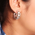 Elegant 925 stering Silver Chain-Link Hoop Earrings – Stylish & Versatile