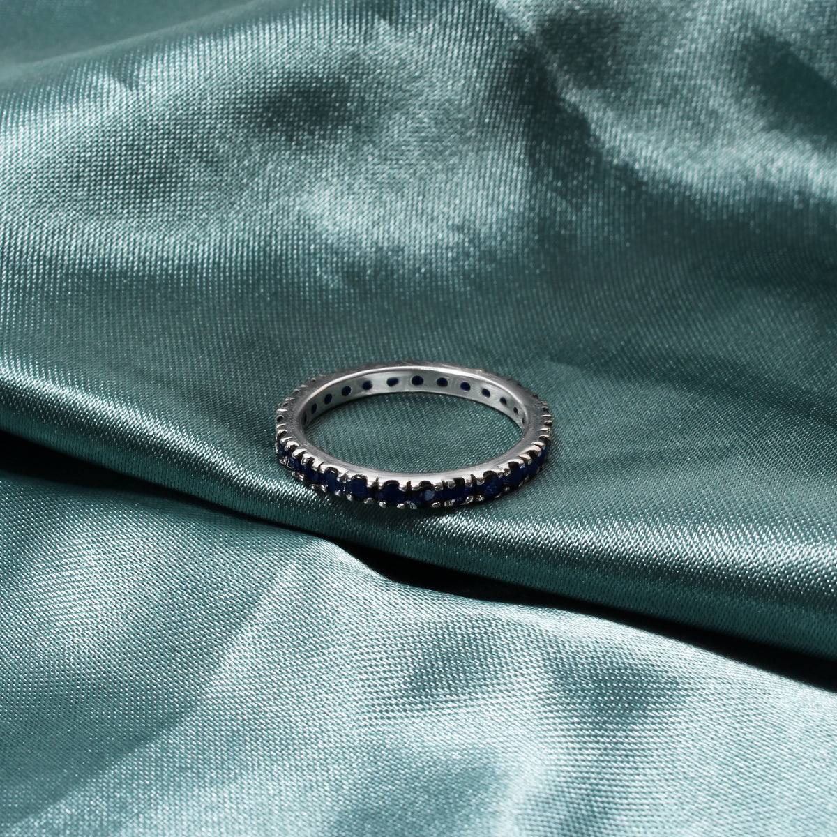 Elegant Natural Blue Sapphire Eternity Ring in 925 Sterling Silver – Gemstone Ring for Wisdom & Success