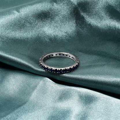 Elegant Natural Blue Sapphire Eternity Ring in 925 Sterling Silver – Gemstone Ring for Wisdom & Success