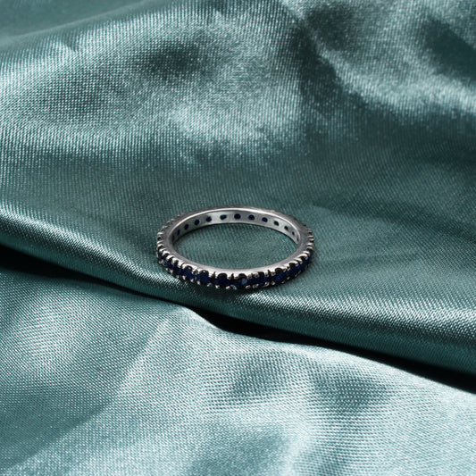 Elegant Natural Blue Sapphire Eternity Ring in 925 Sterling Silver – Gemstone Ring for Wisdom & Success