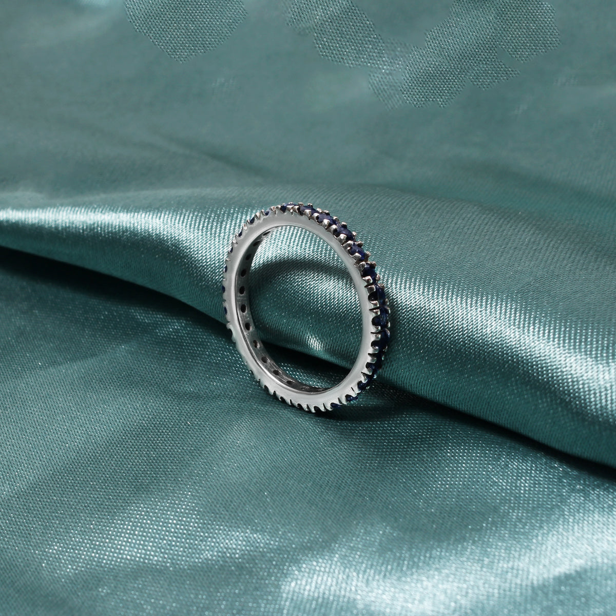 Elegant Natural Blue Sapphire Eternity Ring in 925 Sterling Silver – Gemstone Ring for Wisdom & Success