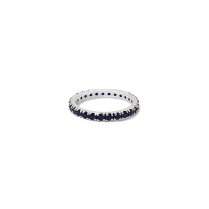 Elegant Natural Blue Sapphire Eternity Ring in 925 Sterling Silver – Gemstone Ring for Wisdom & Success