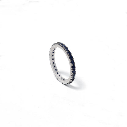 Elegant Natural Blue Sapphire Eternity Ring in 925 Sterling Silver – Gemstone Ring for Wisdom & Success