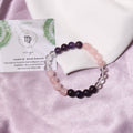 Virgo Zodiac Sign Bracelet (Kanya Rashi) – Natural Amethyst, Rose Quartz, and Clear Quartz Healing Energy Bracelet