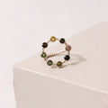 925 Sterling Silver Multi-Color Tourmaline Circle Ring – Vibrant Gemstone Elegance