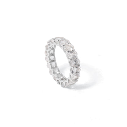 Natural White Topaz Faceted Oval Gemstone Ring – Elegant Sterling Silver Statement Jewelry