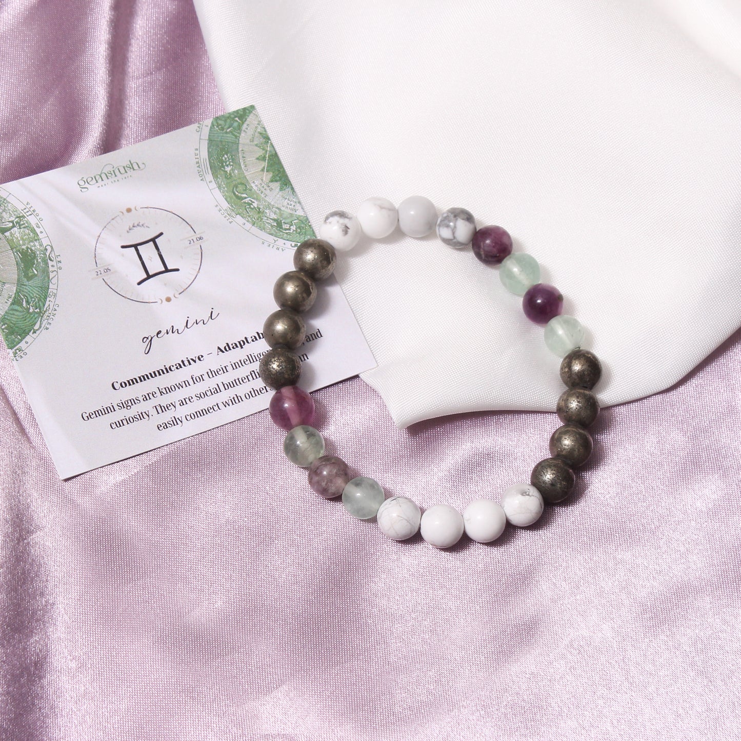 Gemini Zodiac Sign Natural Gemstone Bracelet (Mithun Rashi) for Communication and Adaptability