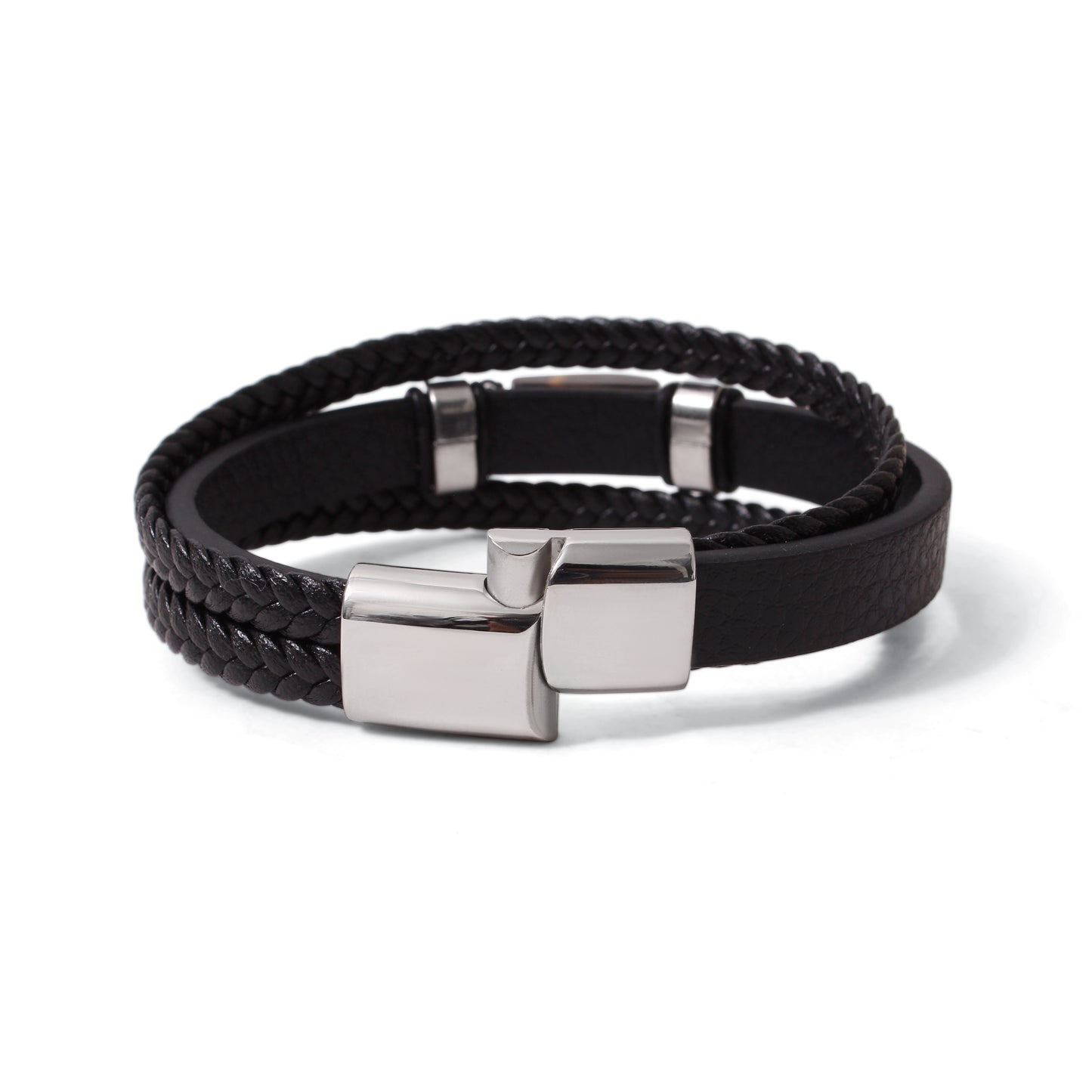 Natural Tiger Eye Leather Men’s Bracelet – Handmade Braided Leather Bracelet with Stainless Steel Clasp | Strength & Confidence Jewelry