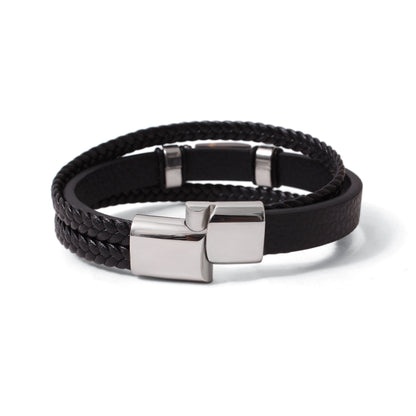 Natural Tiger Eye Leather Men’s Bracelet – Handmade Braided Leather Bracelet with Stainless Steel Clasp | Strength & Confidence Jewelry