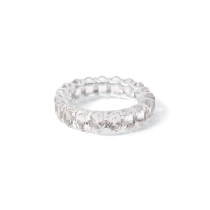 Natural White Topaz Faceted Oval Gemstone Ring – Elegant Sterling Silver Statement Jewelry