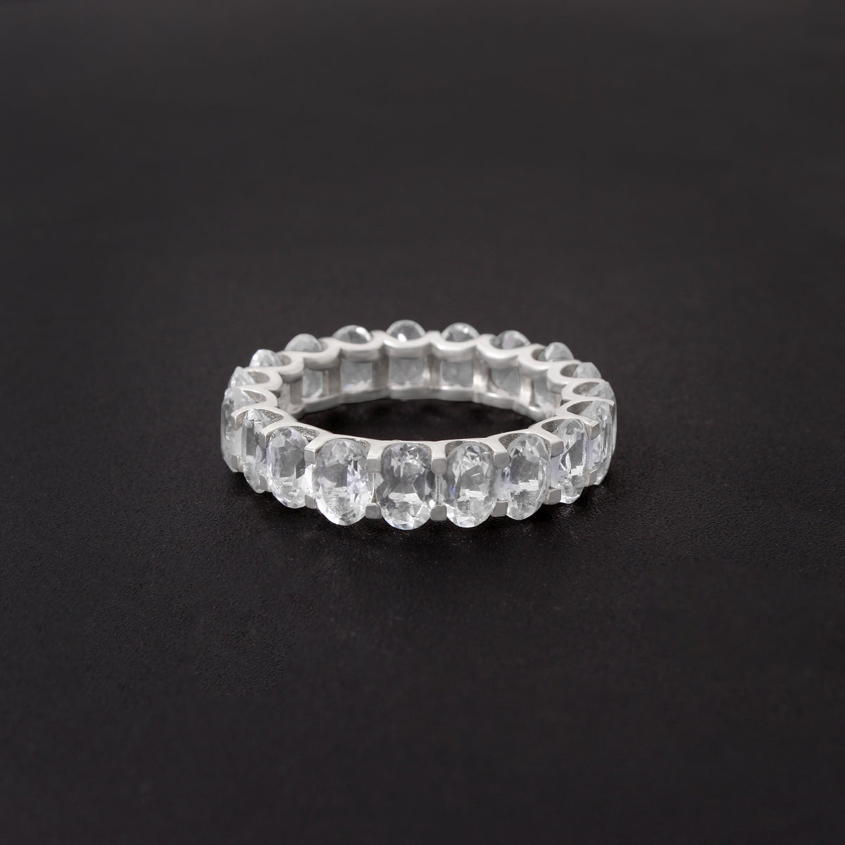 Natural White Topaz Faceted Oval Gemstone Ring – Elegant Sterling Silver Statement Jewelry