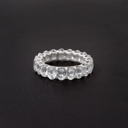 Natural White Topaz Faceted Oval Gemstone Ring – Elegant Sterling Silver Statement Jewelry