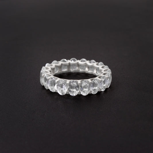 Natural White Topaz Faceted Oval Gemstone Ring – Elegant Sterling Silver Statement Jewelry
