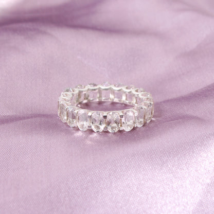 Natural White Topaz Faceted Oval Gemstone Ring – Elegant Sterling Silver Statement Jewelry