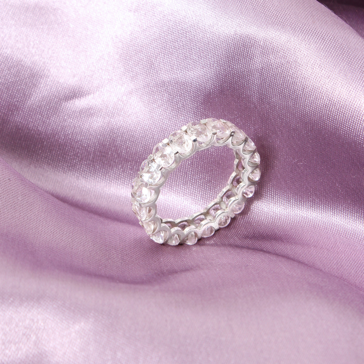 Natural White Topaz Faceted Oval Gemstone Ring – Elegant Sterling Silver Statement Jewelry