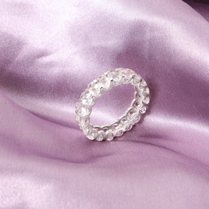 Natural White Topaz Faceted Oval Gemstone Ring – Elegant Sterling Silver Statement Jewelry