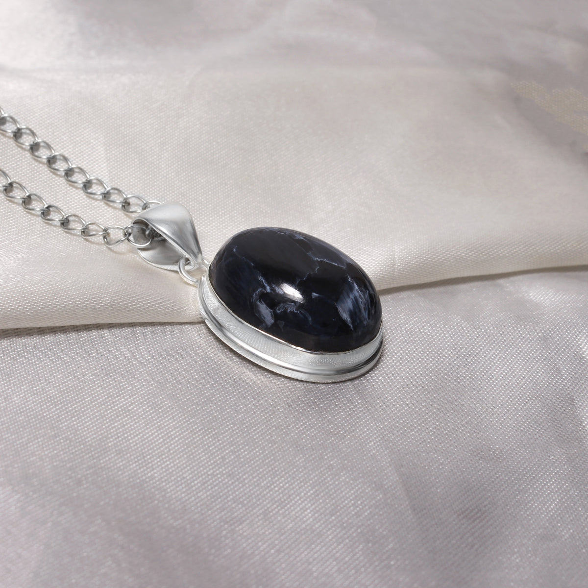 Natural Pietersite Smooth Oval Gemstone Pendant – Protection, Grounding & Inner Strength