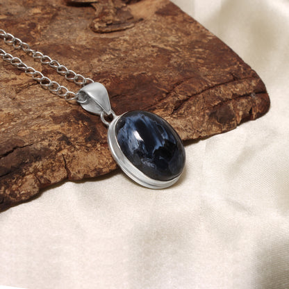 Natural Pietersite Smooth Oval Gemstone Pendant – Protection, Grounding & Inner Strength