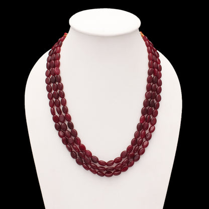 Natural Dark Ruby Quartz Three-Layer Necklace – Passion & Elegance