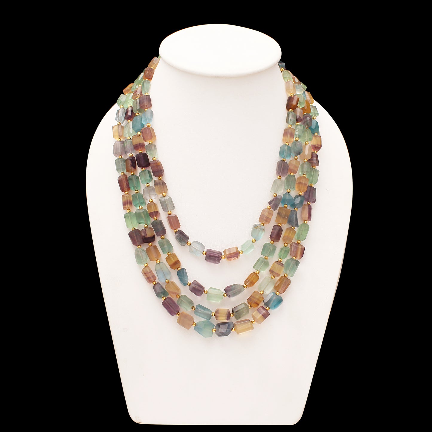 Colorful Fluorite Hematite Layered Necklace