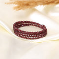 Natural Rhodonite Garnet Faceted Bead Bangle – Deep Red Gemstone Stretch Bracelet for Love, Strength & Protection