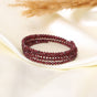 Natural Rhodonite Garnet Faceted Bead Bangle – Deep Red Gemstone Stretch Bracelet for Love, Strength & Protection