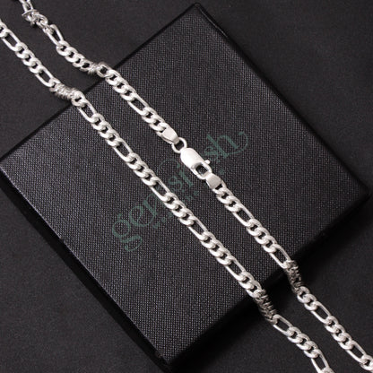 925 Sterling Silver Figaro Chain Necklace – Premium Men’s Solid Silver Link Chain | Daily Wear Jewelry