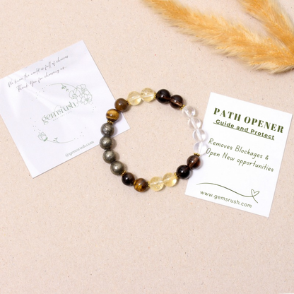 Path Opener + Tiger Eye Healing Streachable Gemstone Bracelet – Unlock Opportunities & Boost Confidence