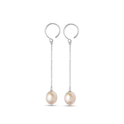 Elegant Natural Pearl Gemstone Drop Earrings – Timeless Sophistication