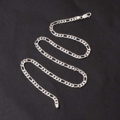 925 Sterling Silver Figaro Chain Necklace – Premium Men’s Solid Silver Link Chain | Daily Wear Jewelry