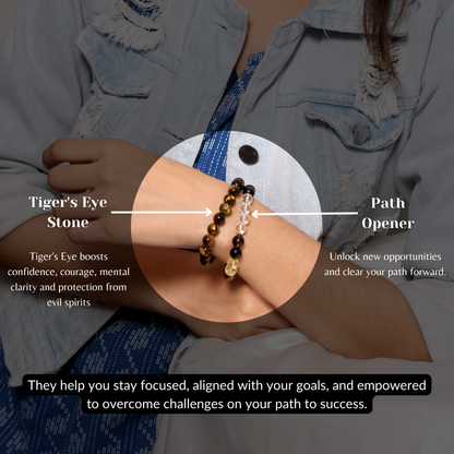 Path Opener + Tiger Eye Healing Streachable Gemstone Bracelet – Unlock Opportunities & Boost Confidence