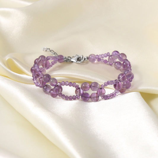 Natural Amethyst Gemstone Beaded Designer Bracelet – Elegance & Positive Energy