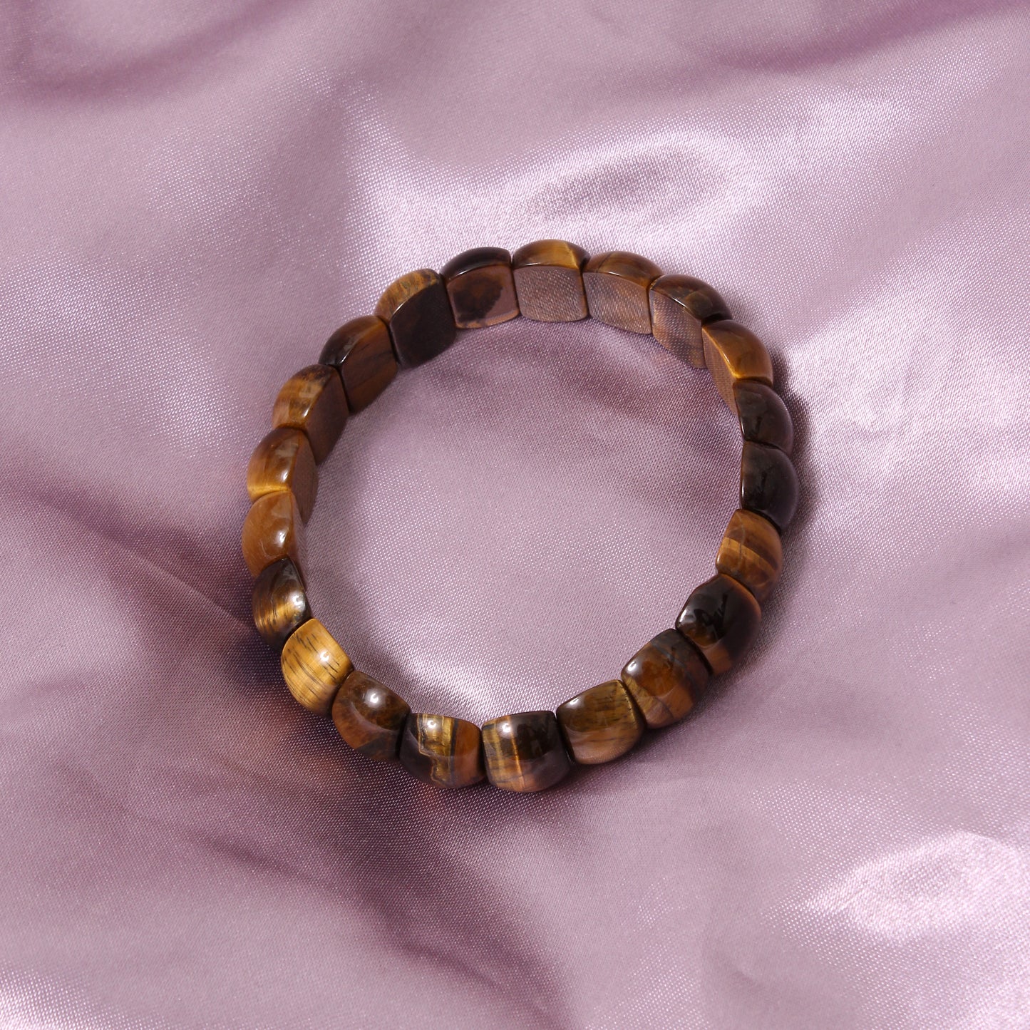 Natural Tiger Eye Fancy Shape Stretch Bead Bracelet 14x10 mm – Handmade Protection & Confidence Crystal Jewelry