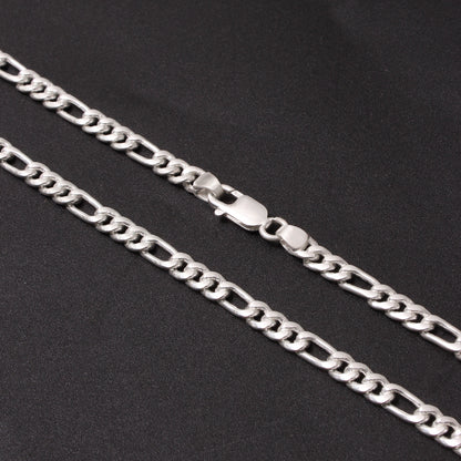 925 Sterling Silver Figaro Chain Necklace – Premium Men’s Solid Silver Link Chain | Daily Wear Jewelry