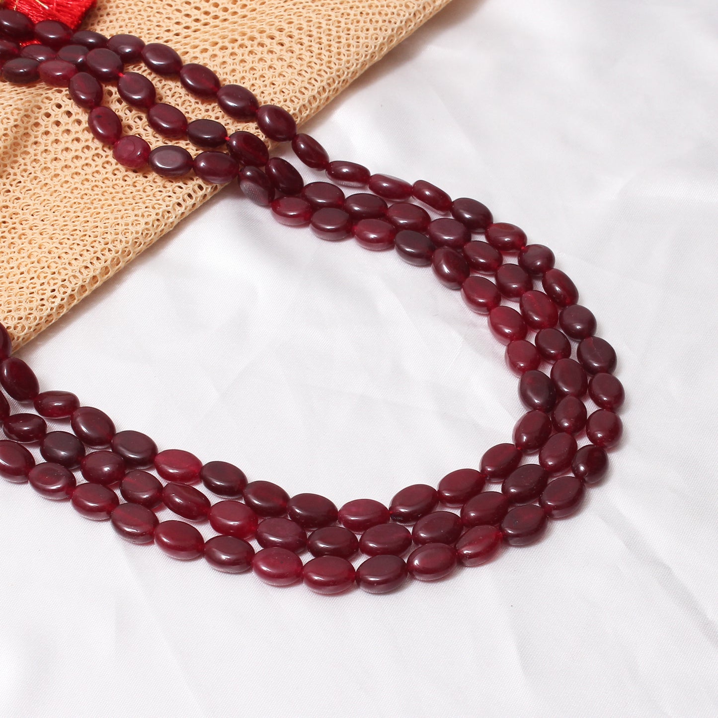 Natural Dark Ruby Quartz Three-Layer Necklace – Passion & Elegance