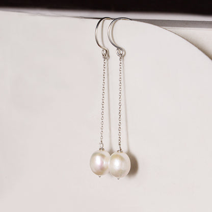 Elegant Natural Pearl Gemstone Drop Earrings – Timeless Sophistication