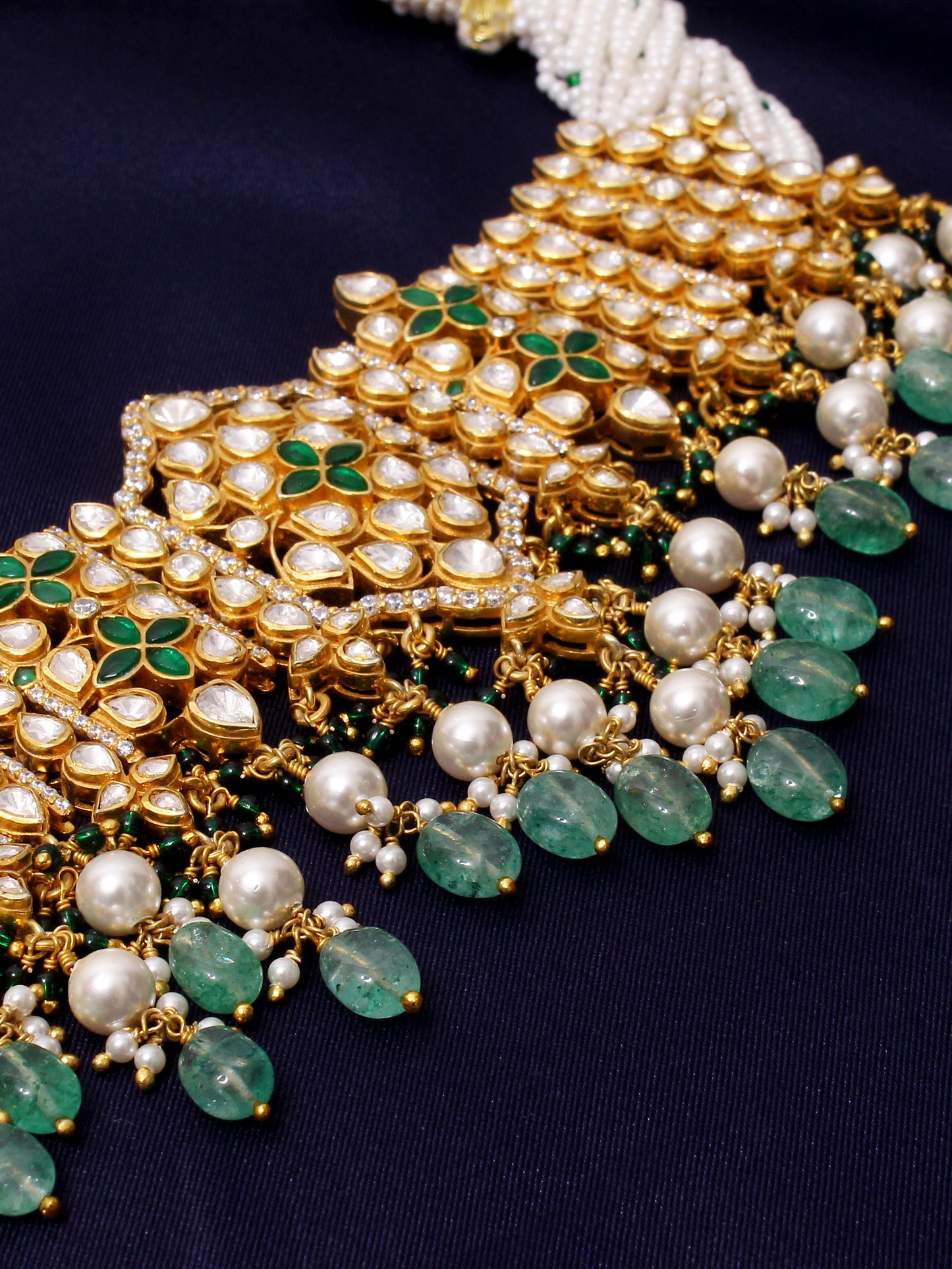 Faux Emerald & simulated Diamond Jewelry Set with Faux Pearls: Affordable Luxury for Every Occasion |