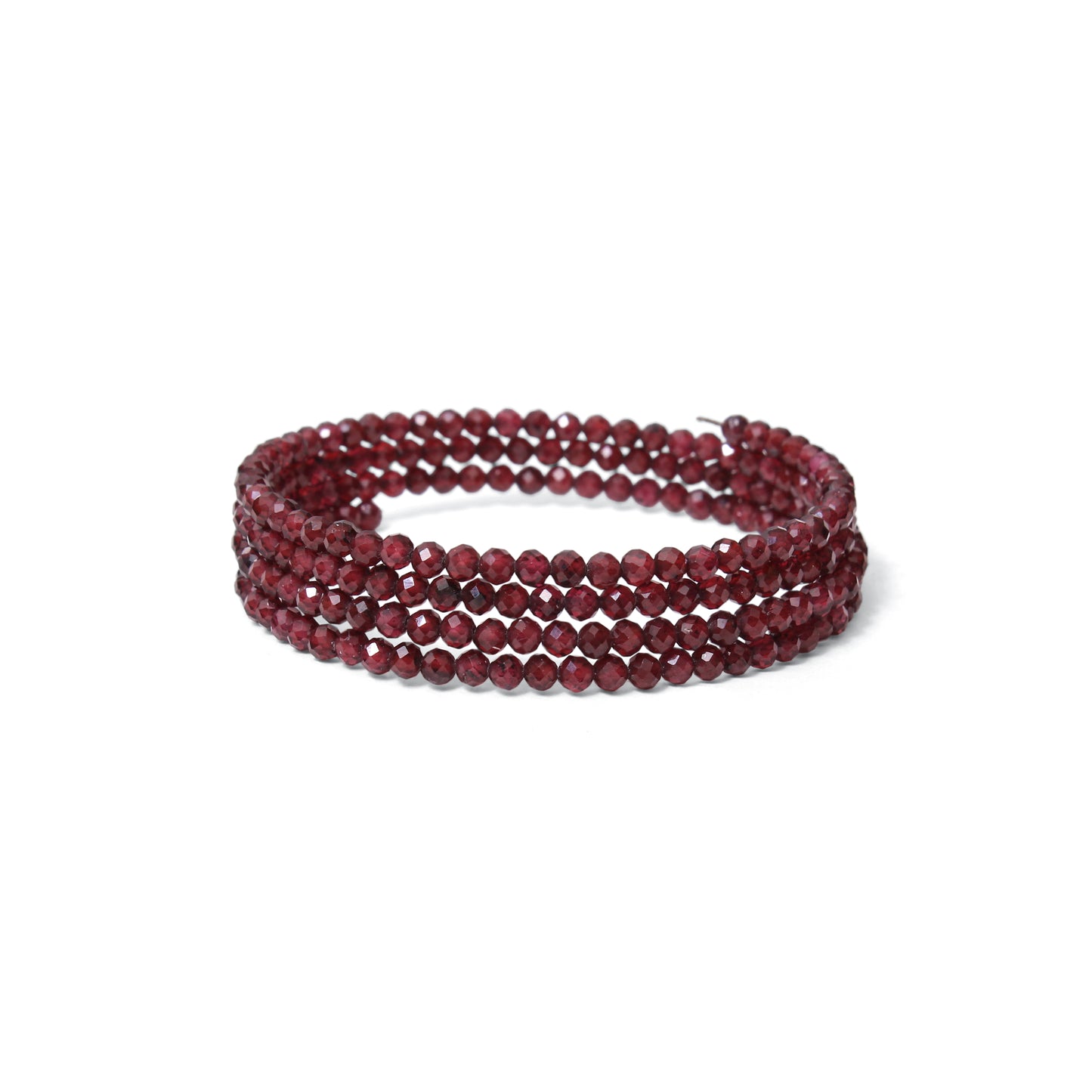 Natural Rhodonite Garnet Faceted Bead Bangle – Deep Red Gemstone Stretch Bracelet for Love, Strength & Protection