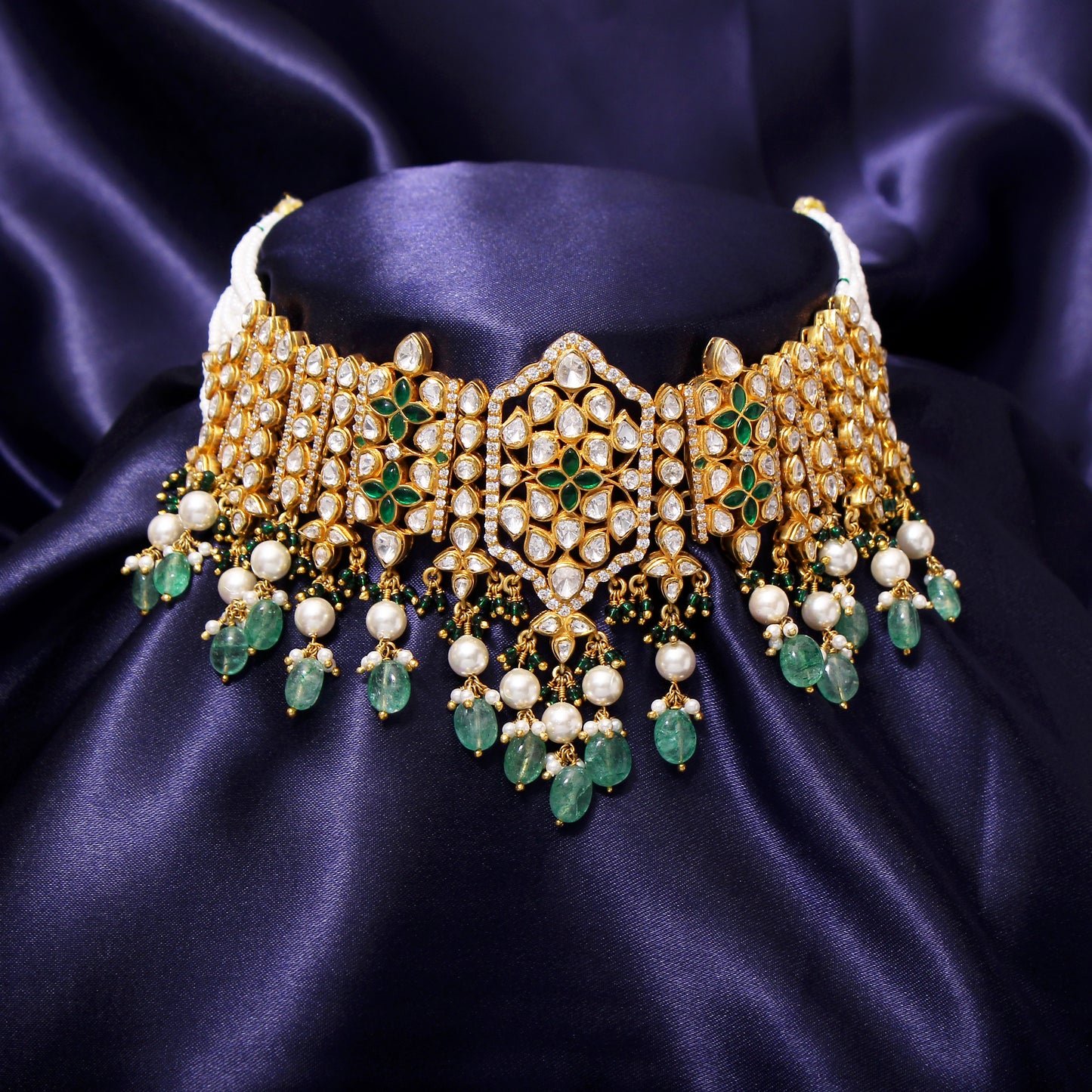 Faux Emerald & simulated Diamond Jewelry Set with Faux Pearls: Affordable Luxury for Every Occasion |