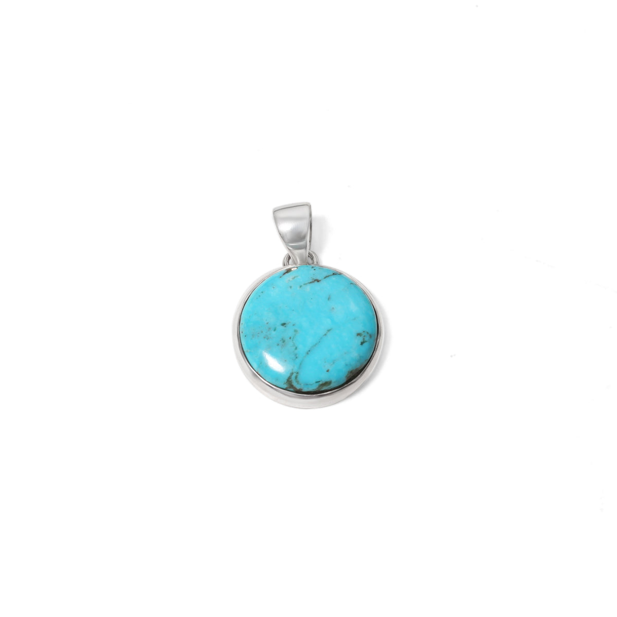 Natural Turquoise Smooth Round Gemstone Pendant – Calming Protection & Positive Energy